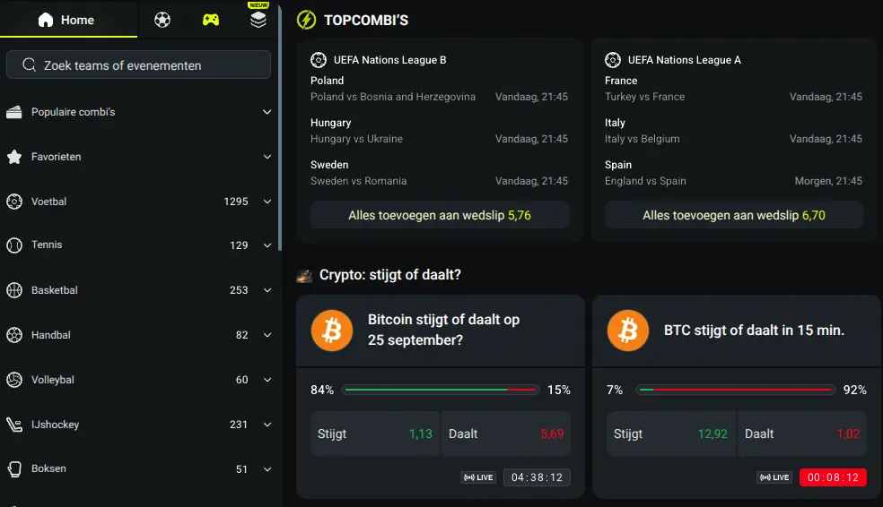 Sportweddenschappen bij Twindor — voetbal, tennis, basketbal en live-odds